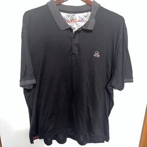 Robert Graham Black Men's 2XL XXL Classic Fit Polo Shirt Skull and Rose Logo
